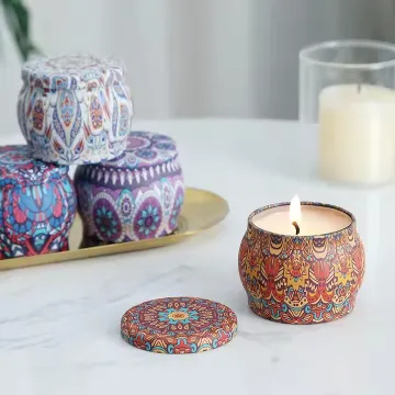 Ethnic Style Floral Design Scented Candle Jar (1 pc )